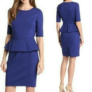 Trina Turk Violet Trophy Peplum Short Sleeve Dress
